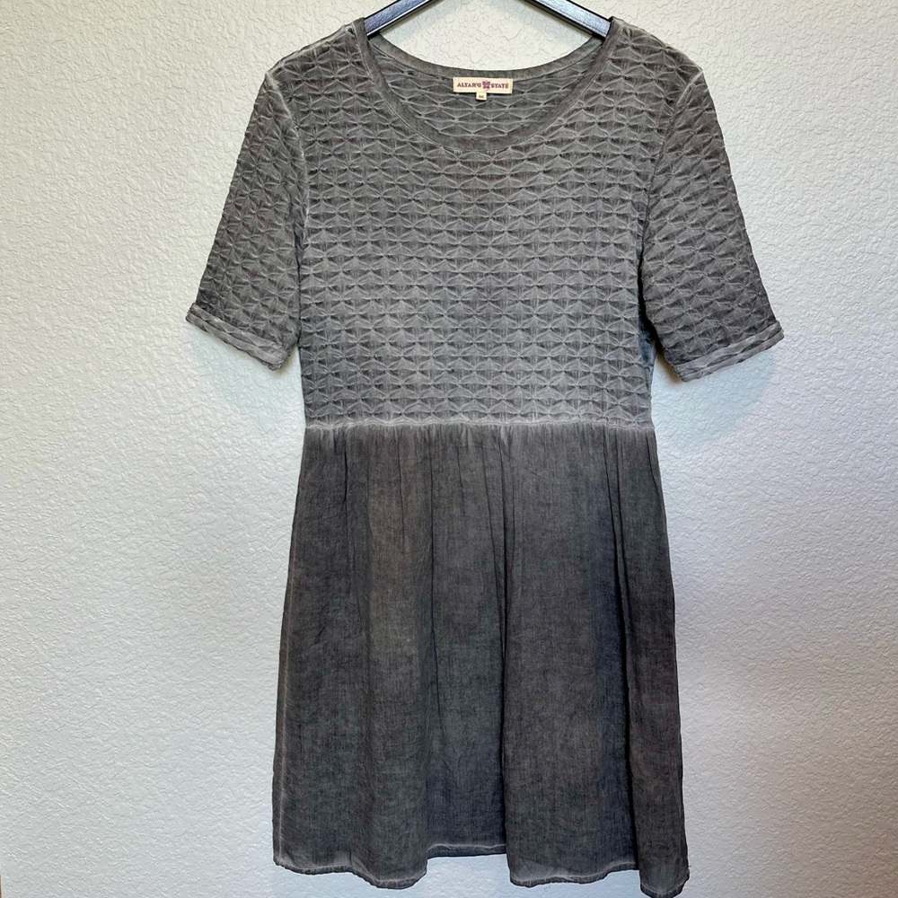 Altar'd State Womens Gray Textured Dress